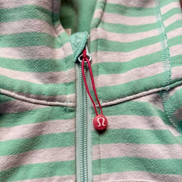 Lululemon Women's Scuba Full-Zip Hoodie - Green / White Striped - Picture 3 of 6